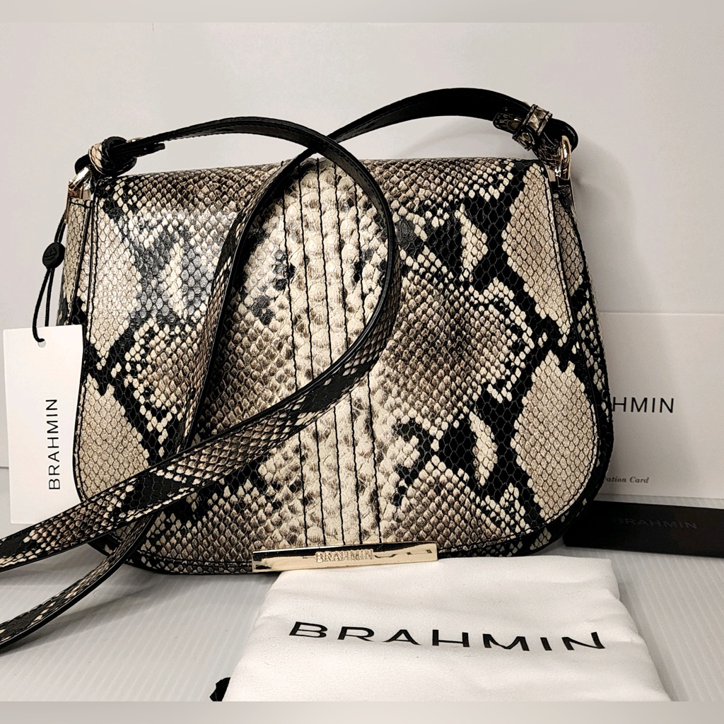 Brahmin Small Nadine Crossbody In Caviar Felix-Italian Python Embossed Leather